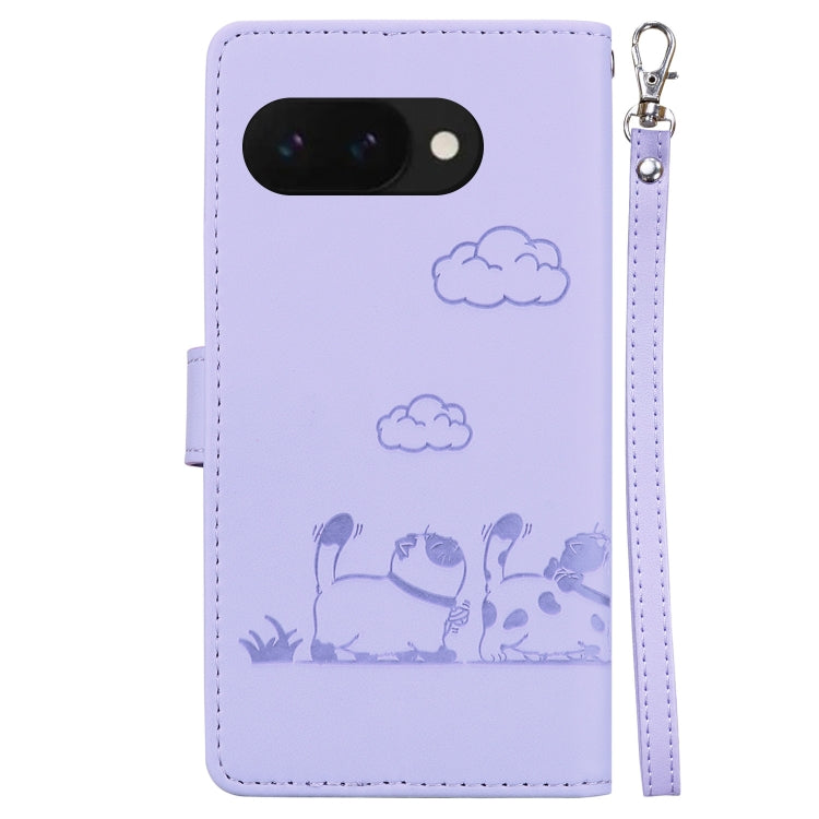 For Google Pixel 9a Cute Cats RFID Leather Phone Case