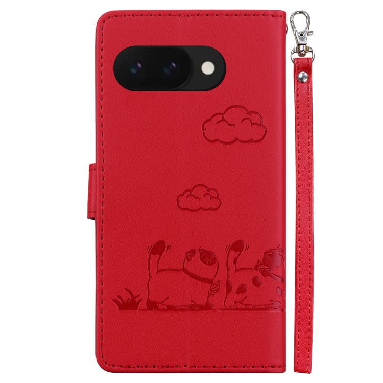 For Google Pixel 9a Cute Cats RFID Leather Phone Case