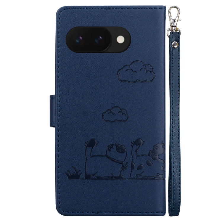 For Google Pixel 9a Cute Cats RFID Leather Phone Case
