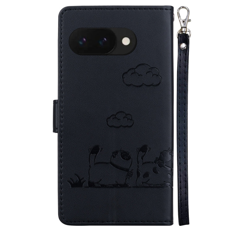 For Google Pixel 9a Cute Cats RFID Leather Phone Case
