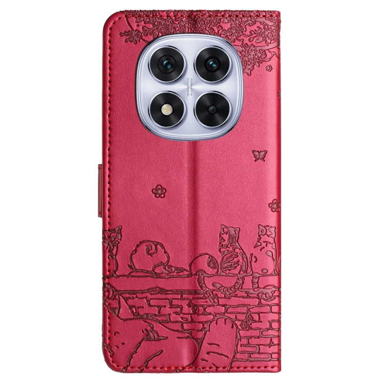 For Redmi Note 14 Pro 5G Cat Embossing Pattern Leather Phone Case with Lanyard