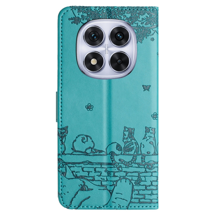 For Redmi Note 14 Pro 5G Cat Embossing Pattern Leather Phone Case with Lanyard