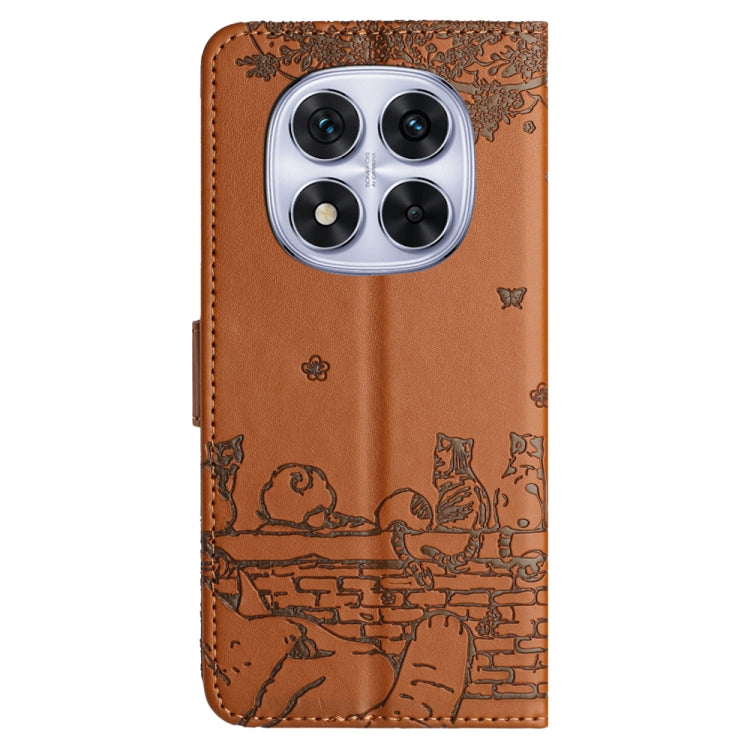 For Redmi Note 14 Pro 5G Cat Embossing Pattern Leather Phone Case with Lanyard