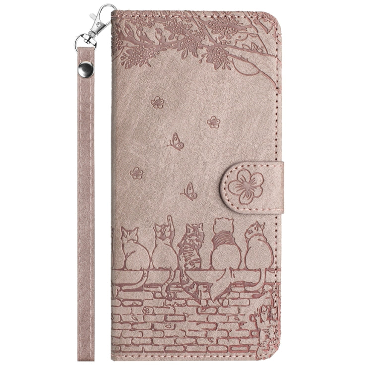 For Redmi Note 14 Pro 5G Cat Embossing Pattern Leather Phone Case with Lanyard