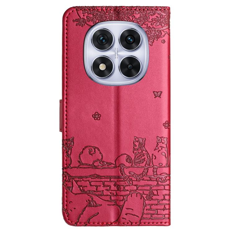 For Redmi Note 14 Pro 4G Cat Embossing Pattern Leather Phone Case with Lanyard