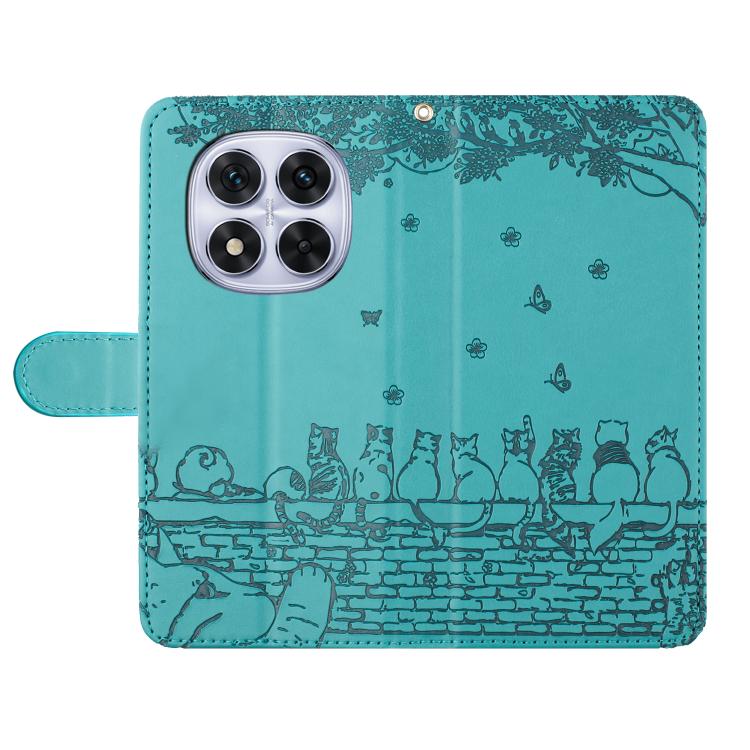 For Redmi Note 14 Pro 4G Cat Embossing Pattern Leather Phone Case with Lanyard