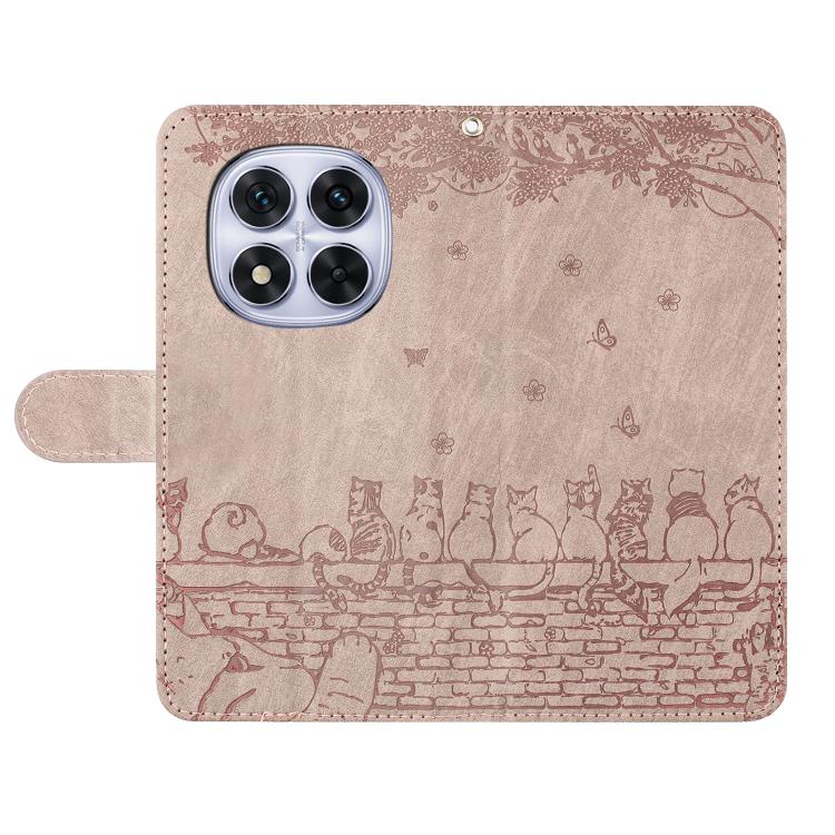 For Redmi Note 14 Pro 4G Cat Embossing Pattern Leather Phone Case with Lanyard