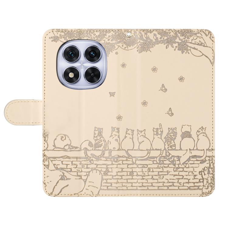 For Redmi Note 14 Pro 4G Cat Embossing Pattern Leather Phone Case with Lanyard