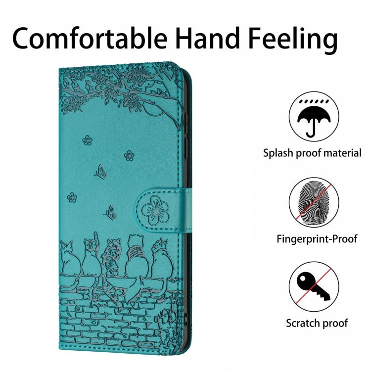 For Samsung Galaxy A16 5G Cat Embossing Pattern Leather Phone Case with Lanyard