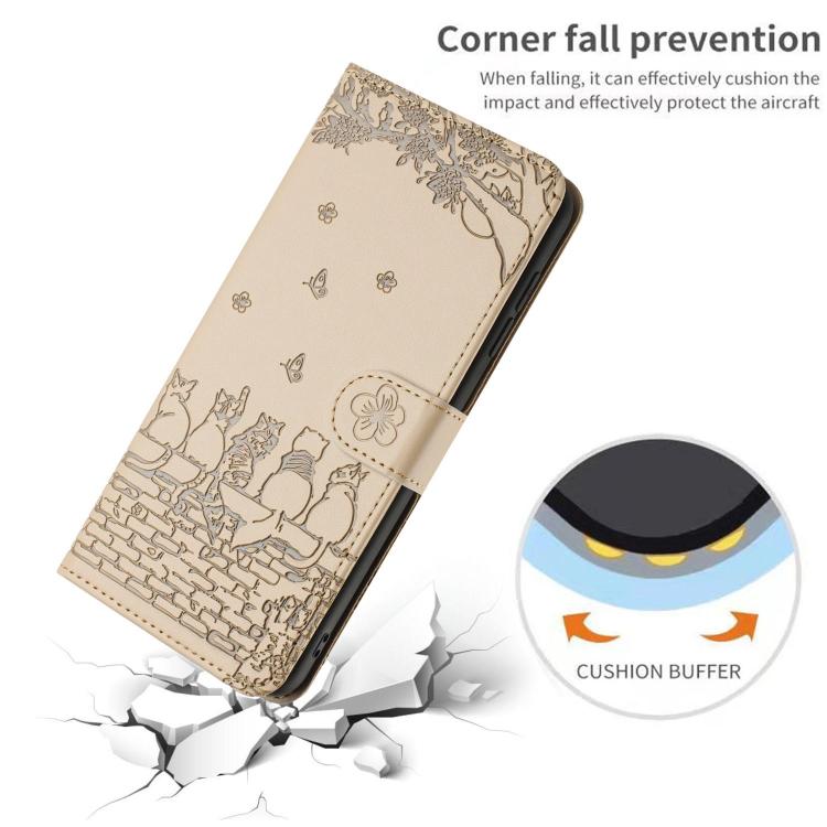 For Samsung Galaxy A36 5G Cat Embossing Pattern Leather Phone Case with Lanyard