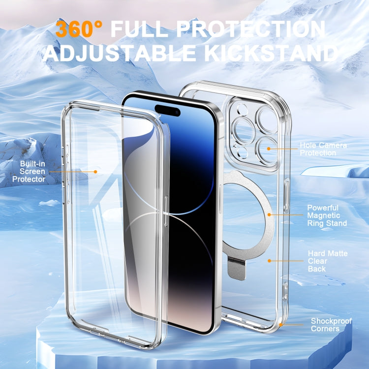 For iPhone 14 Pro Skin Feel MagSafe Holder 360 Full Body Phone Case