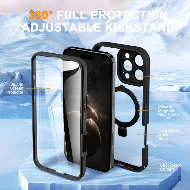 For iPhone 16 Pro Max Skin Feel MagSafe Holder 360 Full Body Phone Case