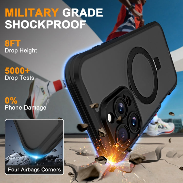 For iPhone 16 Pro Max Skin Feel MagSafe Holder 360 Full Body Phone Case