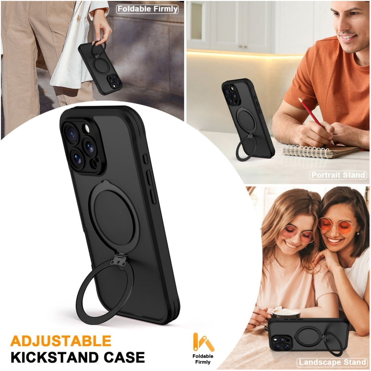 For iPhone 16 Pro Max Skin Feel MagSafe Holder 360 Full Body Phone Case