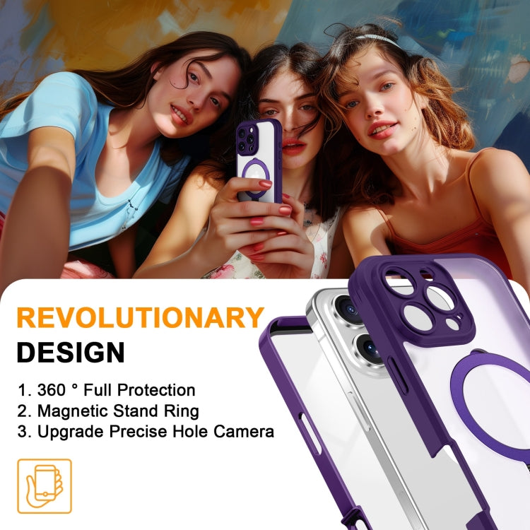 For iPhone 16 Pro Max Skin Feel MagSafe Holder 360 Full Body Phone Case