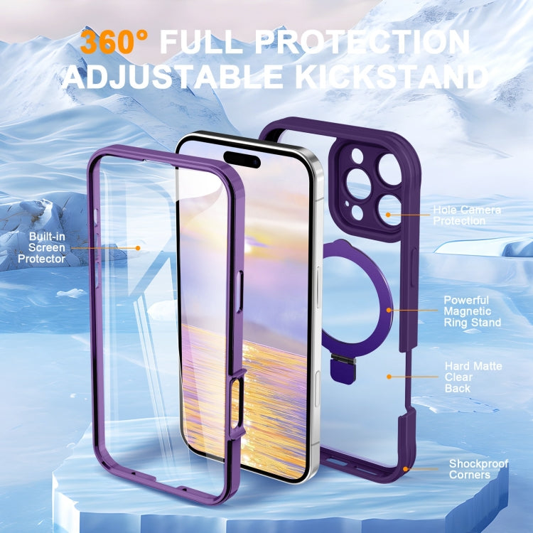 For iPhone 16 Pro Skin Feel MagSafe Holder 360 Full Body Phone Case