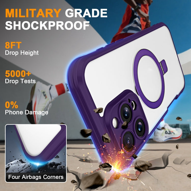 For iPhone 16 Pro Skin Feel MagSafe Holder 360 Full Body Phone Case