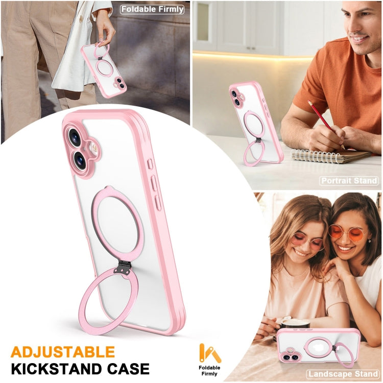 For iPhone 16 Plus Skin Feel MagSafe Holder 360 Full Body Phone Case