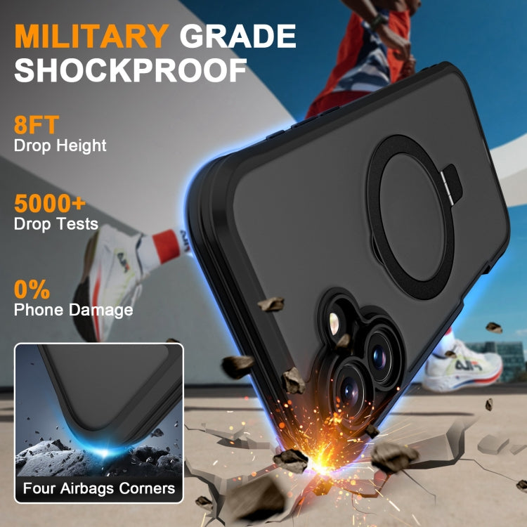 For iPhone 16 Plus Skin Feel MagSafe Holder 360 Full Body Phone Case