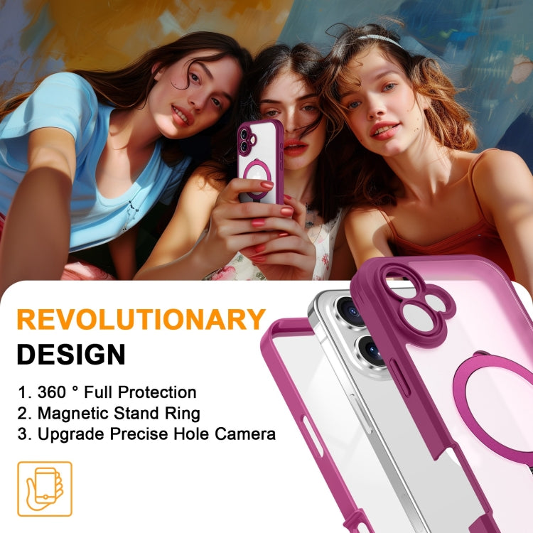 For iPhone 16 Plus Skin Feel MagSafe Holder 360 Full Body Phone Case