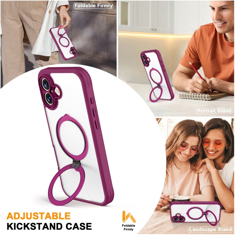 For iPhone 16 Plus Skin Feel MagSafe Holder 360 Full Body Phone Case