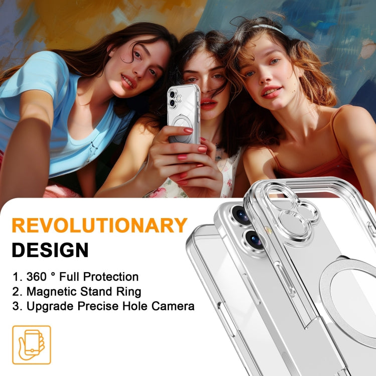 For iPhone 16 Plus Skin Feel MagSafe Holder 360 Full Body Phone Case