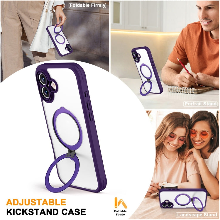 For iPhone 16 Plus Skin Feel MagSafe Holder 360 Full Body Phone Case