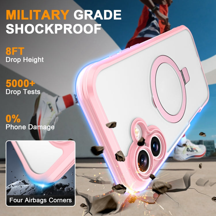 For iPhone 16 Skin Feel MagSafe Holder 360 Full Body Phone Case