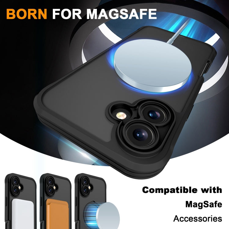 For iPhone 16 Skin Feel MagSafe Holder 360 Full Body Phone Case