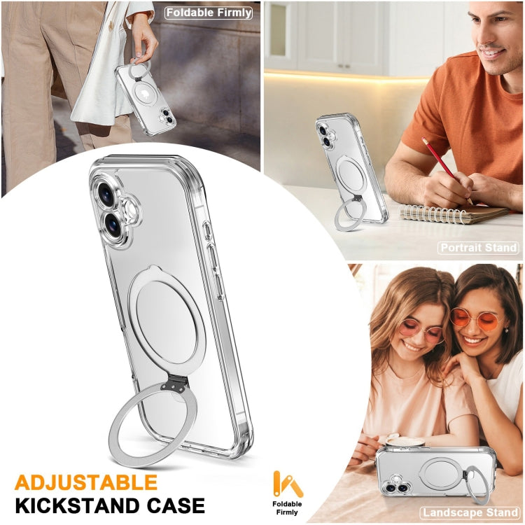 For iPhone 16 Skin Feel MagSafe Holder 360 Full Body Phone Case