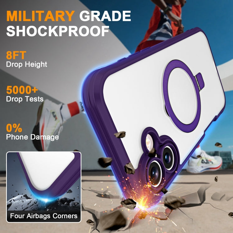 For iPhone 16 Skin Feel MagSafe Holder 360 Full Body Phone Case