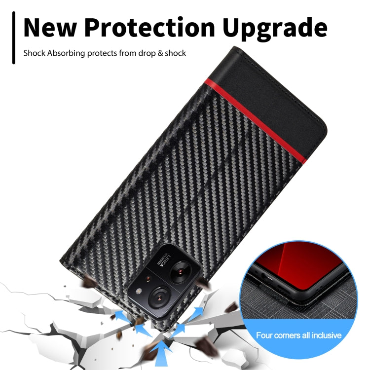 For Xiaomi 14T Pro LC.IMEEKE Carbon Fiber Texture Flip Leather Phone Case