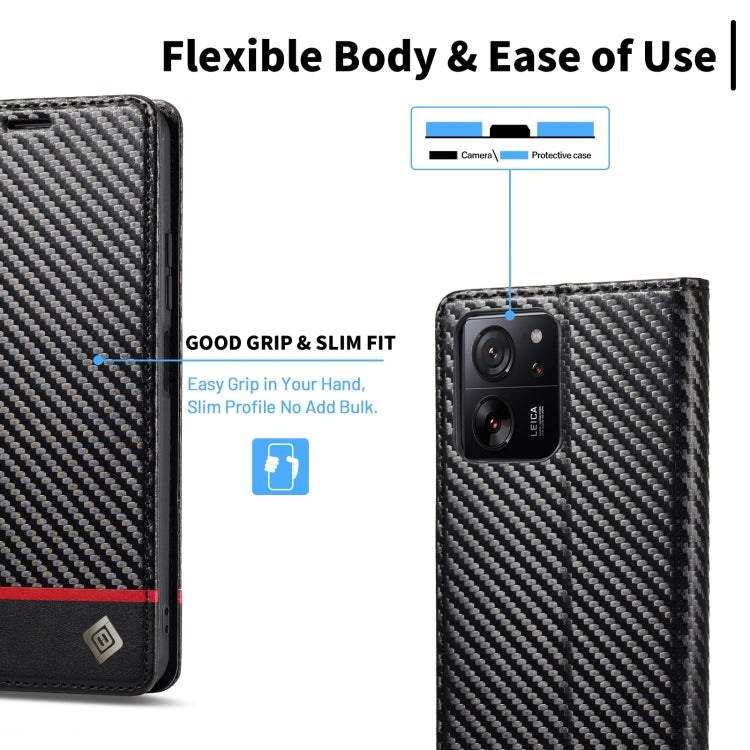For Xiaomi 14T Pro LC.IMEEKE Carbon Fiber Texture Flip Leather Phone Case