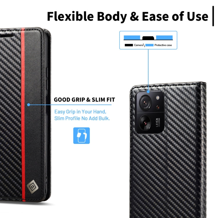 For Xiaomi 14T Pro LC.IMEEKE Carbon Fiber Texture Flip Leather Phone Case
