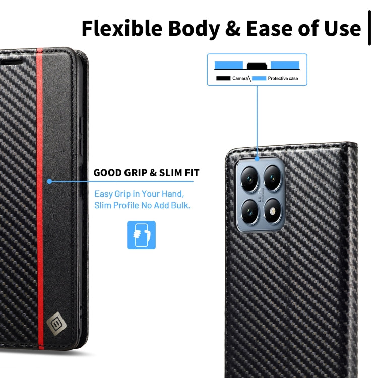 For Xiaomi 14T LC.IMEEKE Carbon Fiber Texture Flip Leather Phone Case