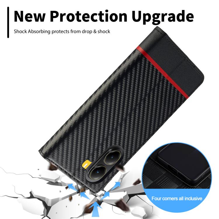 For Xiaomi Poco X7 Pro LC.IMEEKE Carbon Fiber Texture Flip Leather Phone Case