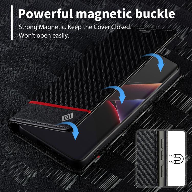 For Xiaomi Poco X7 Pro LC.IMEEKE Carbon Fiber Texture Flip Leather Phone Case