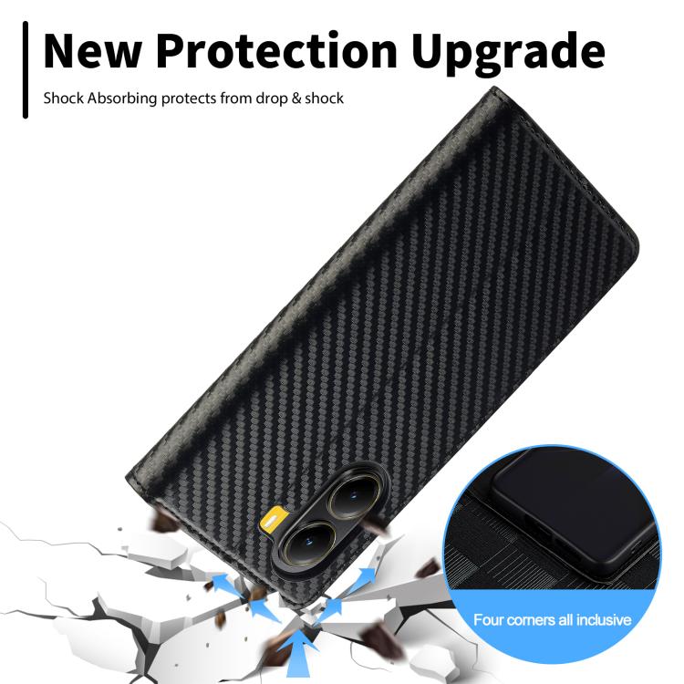 For Xiaomi Poco X7 Pro LC.IMEEKE Carbon Fiber Texture Flip Leather Phone Case