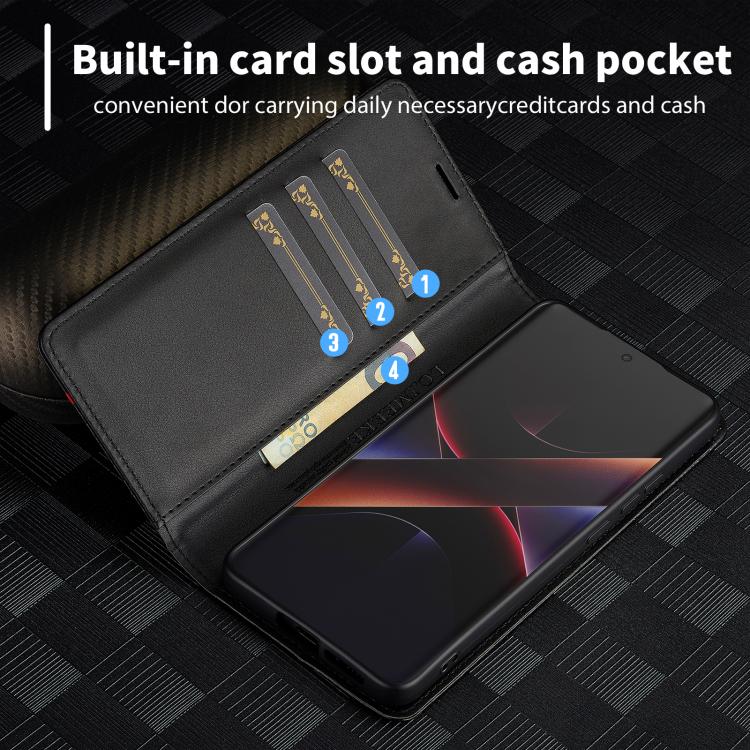 For Xiaomi Poco X7 Pro LC.IMEEKE Carbon Fiber Texture Flip Leather Phone Case