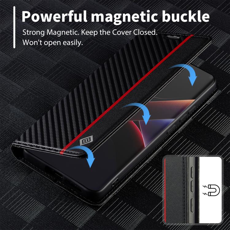 For Xiaomi Poco X7 Pro LC.IMEEKE Carbon Fiber Texture Flip Leather Phone Case