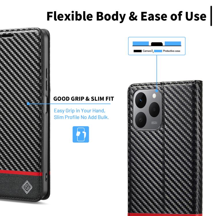 For Xiaomi 15T 5G LC.IMEEKE Carbon Fiber Texture Flip Leather Phone Case