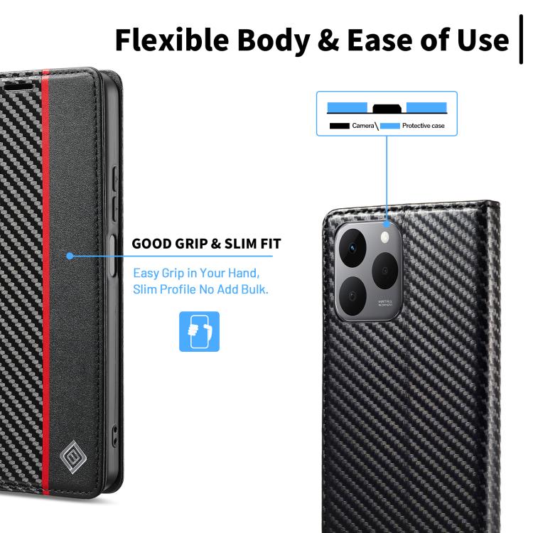 For Xiaomi 15T 5G LC.IMEEKE Carbon Fiber Texture Flip Leather Phone Case