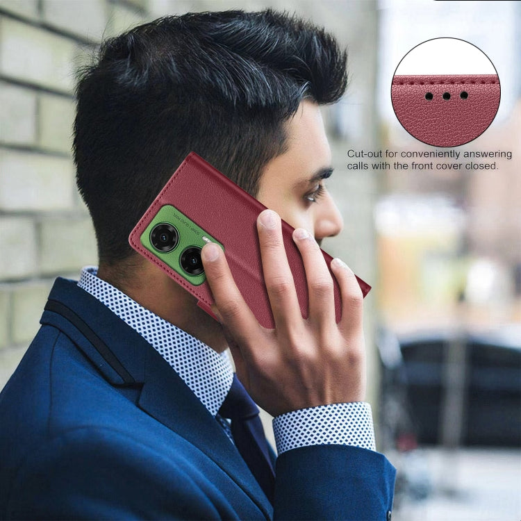For Motorola Moto G35 Litchi Texture RFID Anti-theft Leather Phone Case