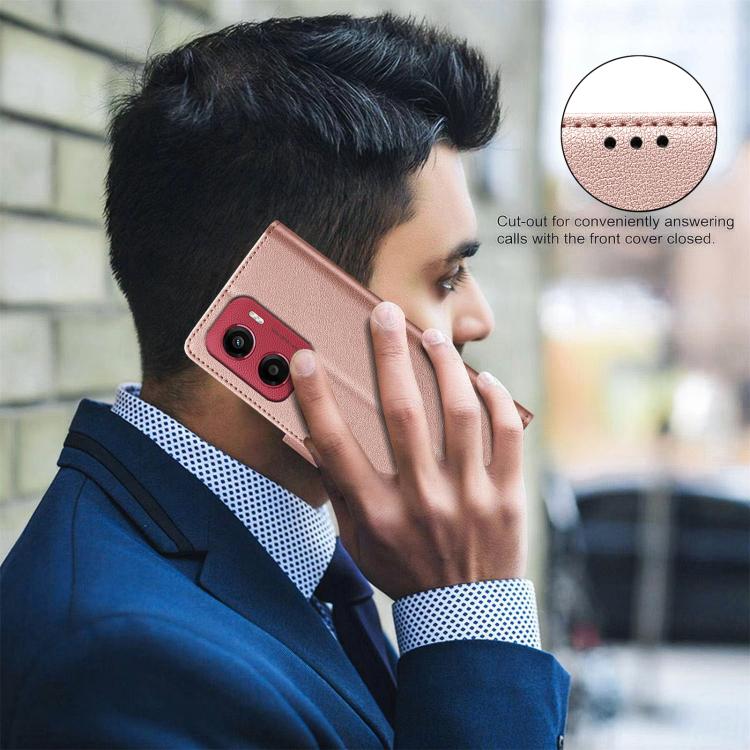 For Motorola Moto G05 Litchi Texture RFID Anti-theft Leather Phone Case