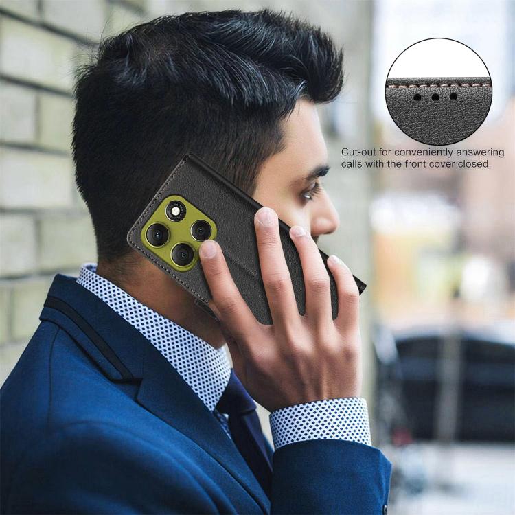 For Motorola Moto G86 5G Litchi Texture RFID Anti-theft Leather Phone Case