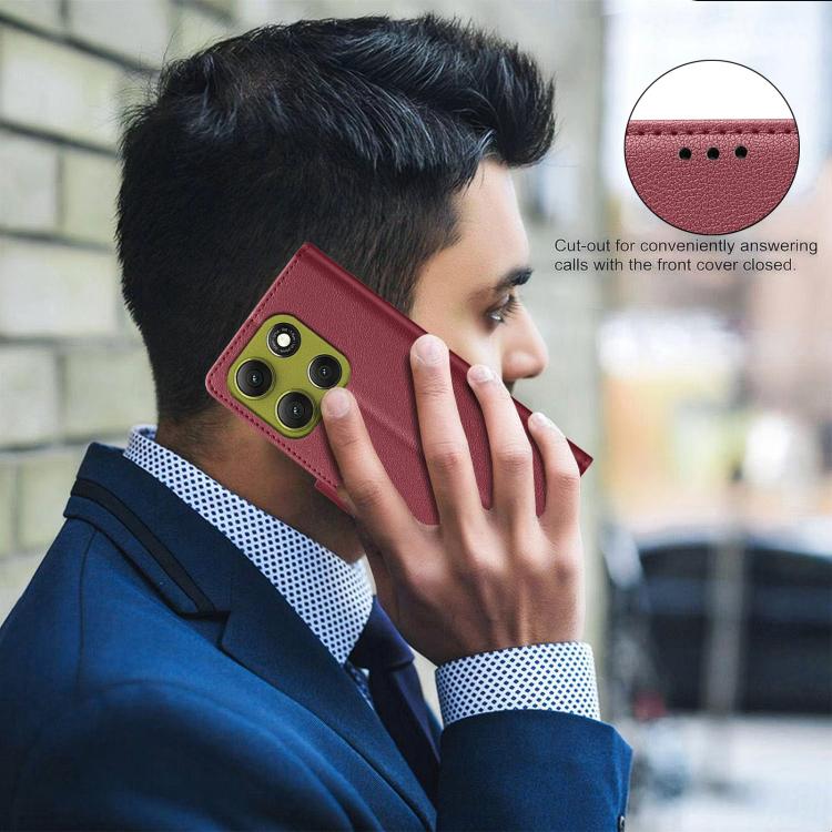 For Motorola Moto G86 5G Litchi Texture RFID Anti-theft Leather Phone Case