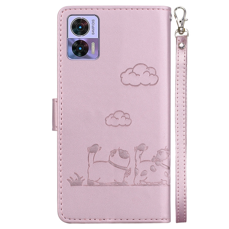 For Motorola Edge 30 Neo / 30 Lite Cute Cats RFID Leather Phone Case