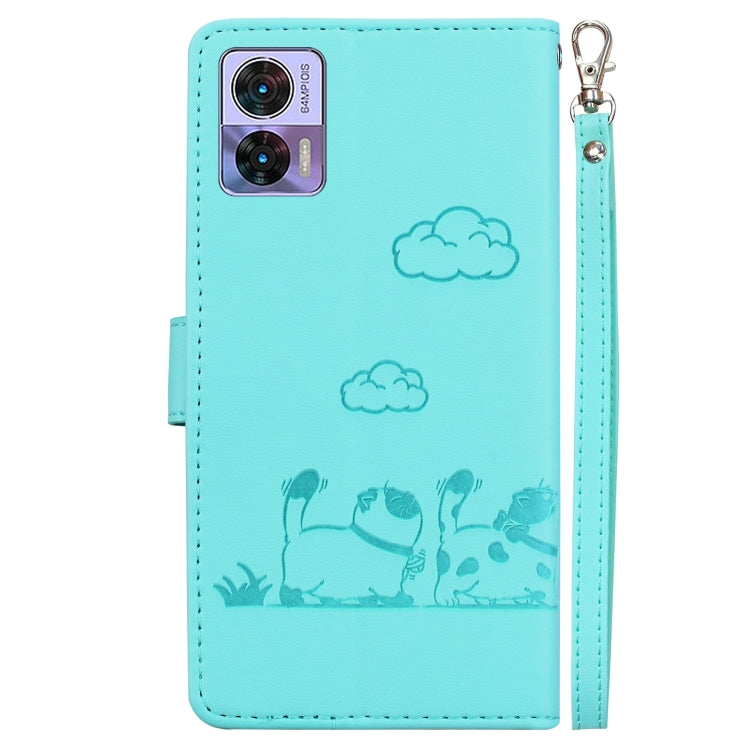 For Motorola Edge 30 Neo / 30 Lite Cute Cats RFID Leather Phone Case
