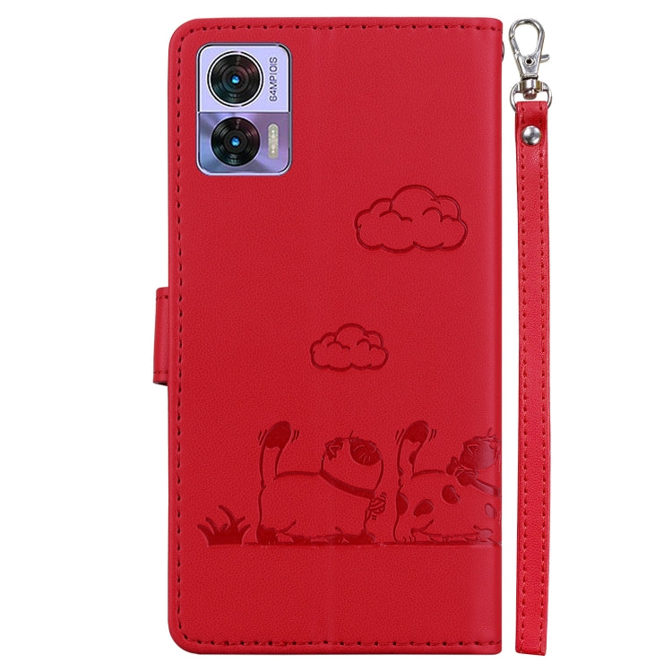 For Motorola Edge 30 Neo / 30 Lite Cute Cats RFID Leather Phone Case
