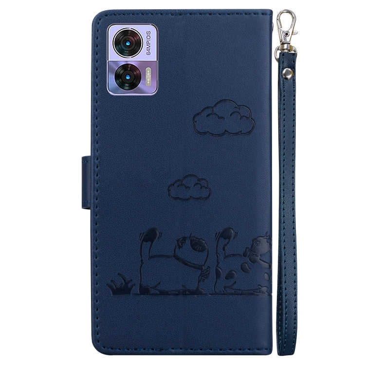 For Motorola Edge 30 Neo / 30 Lite Cute Cats RFID Leather Phone Case